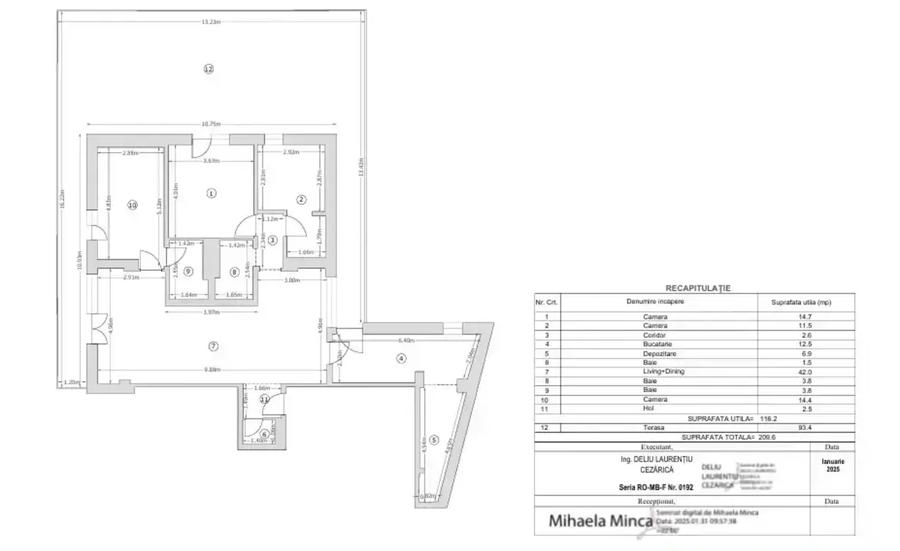 Penthouse 4 Camere, 3 Bai, Terasa 93mp, in elegantul Cartier Armenesc - 14