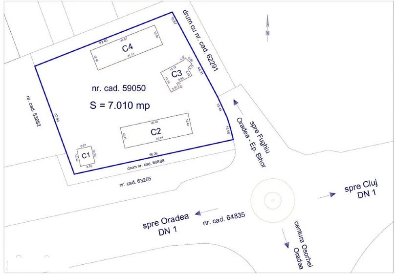 Teren cu constructii giratoriu Oradea(Osorhei)-Cluj, 7010 mp, 141 € /mp - 11