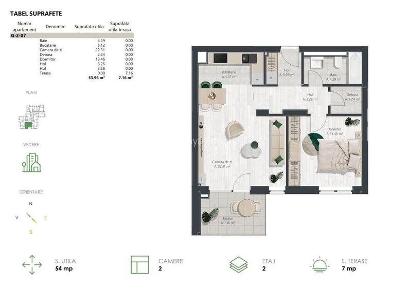 Apartament 2 camere - Denya Forest 7 bloc nZEB - COMISION 0% - 1