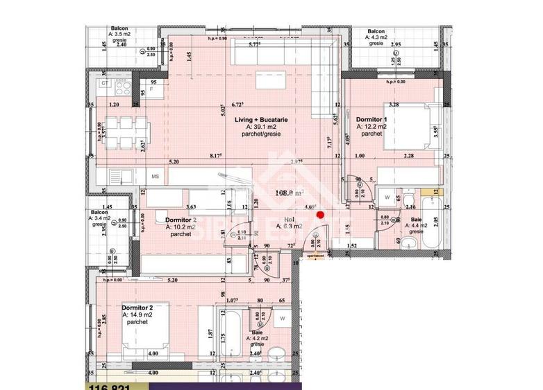 Apartament 4 camere, 2 bai bloc nou cu lift si parcare - 5