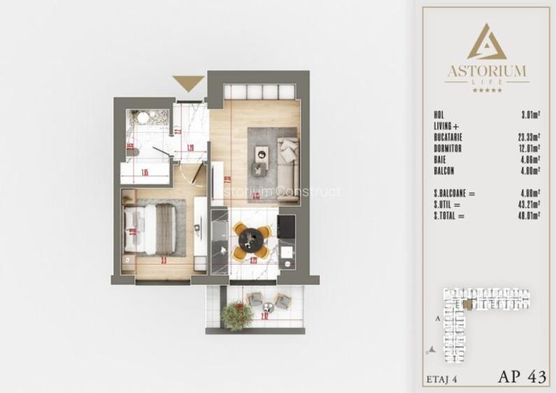 Studio Premium în Ansamblu Rezidențial Nou | Finisaje de Lux | Comision 0% - 2