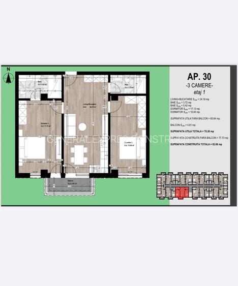 Apartament 3  camere OTOPENI. Direct Dezvoltator! SUPER PREȚ! - 2