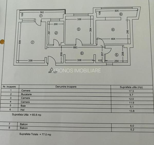 CIRESICA  APARTAMENT CU 3 CAMERE 77 MP PRET 132900 EURO - 9