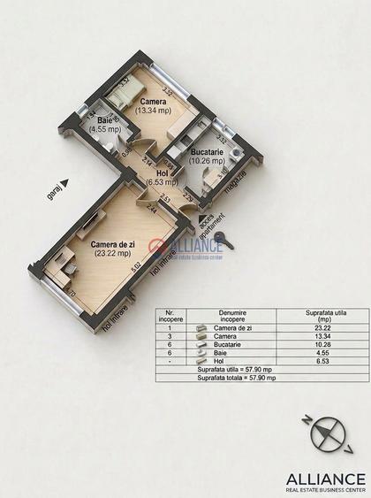 Palazu Mare – Apartamentul cu living de 23 mp | Bloc 2017 | Mobilat