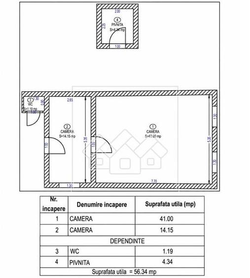 Spatiu comercial de vanzare, 56,34 mp, vad pietonal si acces din strada - Centru