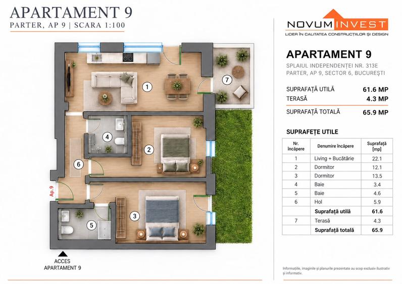 3 camere nou complex Novum Politehnica - Grozavesti