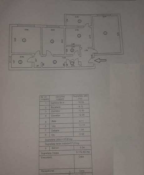 - Apartament 3 camere 72mp, ETAJ 1, Radu Negru.