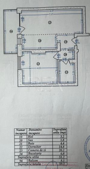 2 camere Aviației, centrală, et. 3, an 2021, 59 mp