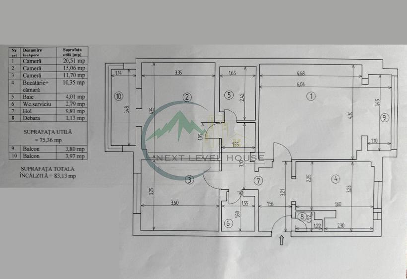 Apartament 3 camere, intrare Racadau