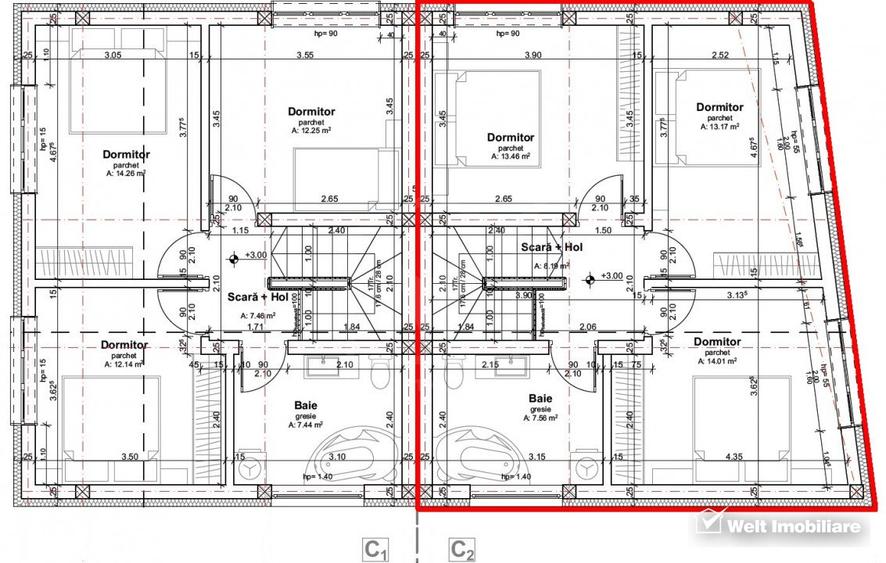 Duplex 4 camere, S+P+M, 156 mp utili, 280 mp teren,Dambul Rotund, zona linistita