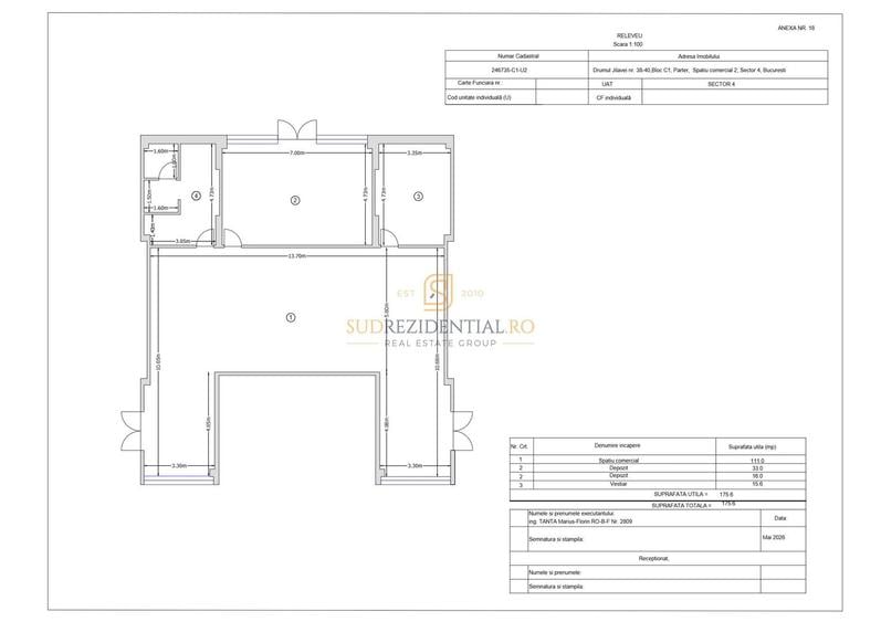 Spațiu comercial STRADAL | 175,6 mp | Vitrină 13,6 m | 5 parcări