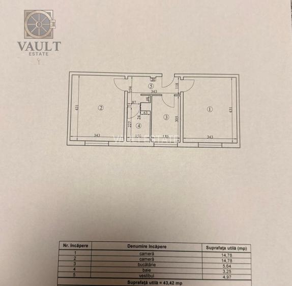 Apartament 2 camere -44mp-Republica  - 32