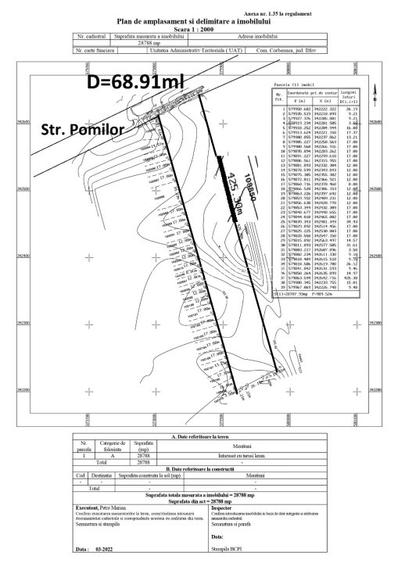 Tamasi,28.788 mp,parcelabil, integral,deschidere 68ml,utilitati la strada, P+2+M - 3
