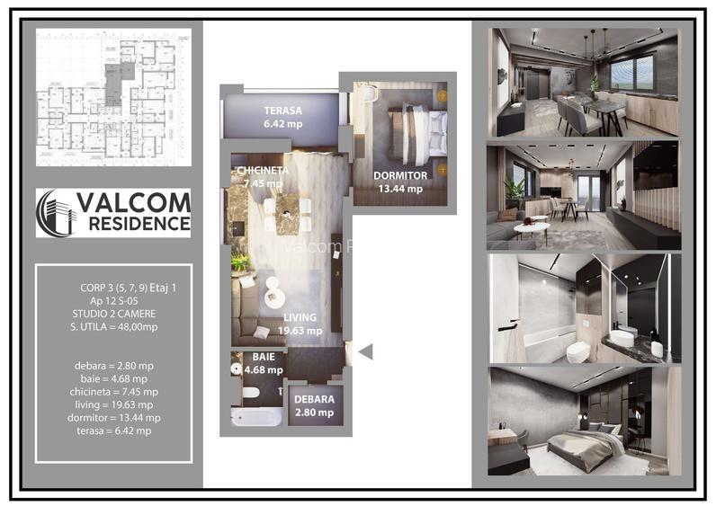 Valcom Residence Bartolomeu, Studio 2 camere, terasa 6.42 mp, Comision 0% - 5