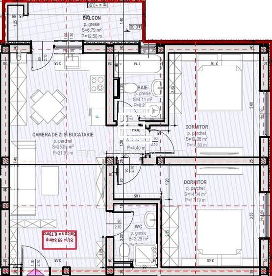 Apartament 3 camere 59.84 mp utili  | Șelimbăr – Zona Unirii - 1