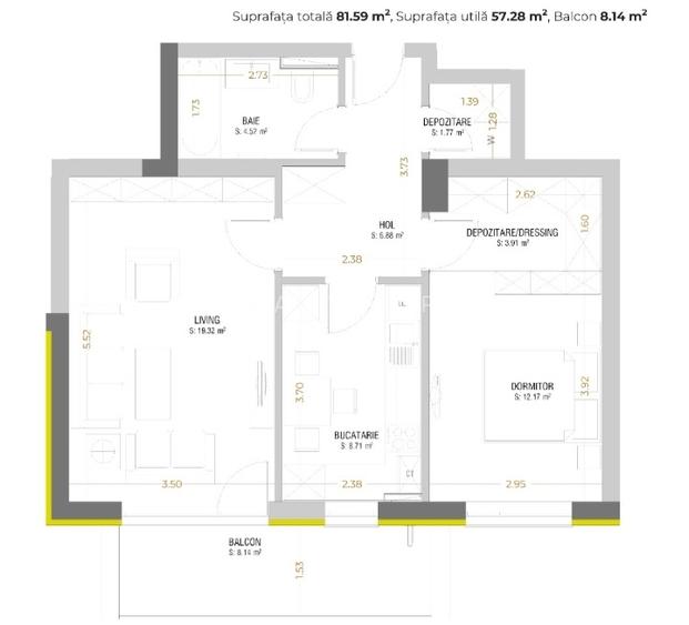 Apartament 2 camere  NOU, nelocuit  Urban Plaza - 4