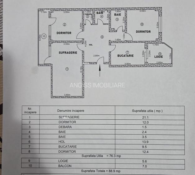 Apartament 3 camere str VICTORIEI - etajul 1 - 10