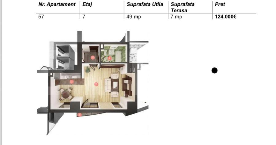 Apartament 1 camera 49 mp utili, parcare, view deosebit, West City Tower - 2