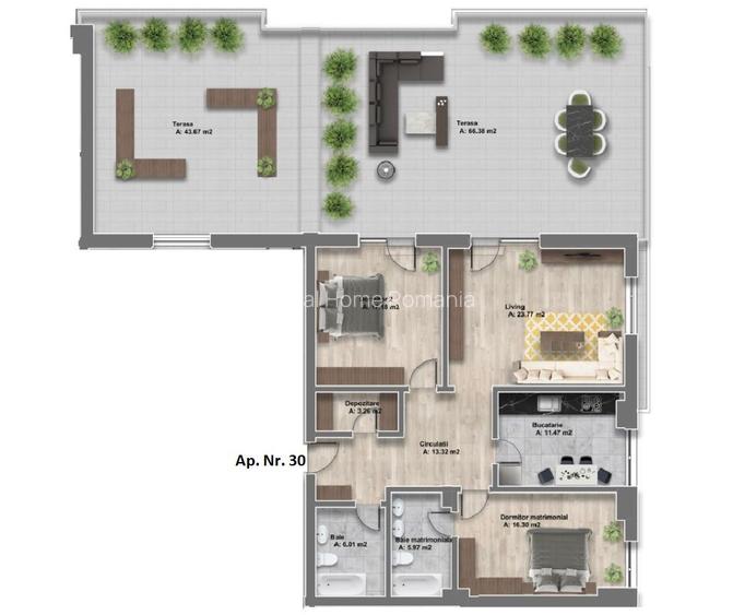 Penthouse 3 camere 97MP | Sisesti | 2 Terase 110MP | 2 Locuri de parcare | - 15