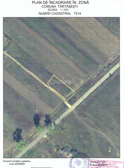 Teren intravilan Tartasesti 1.570 mp lot de colț dublă deschidere, acces DJ701B  - 3