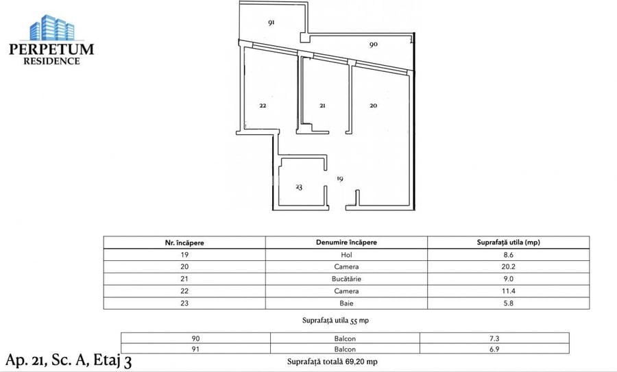 Tomis Nord- Vanzare apartament decomandat cu 2 camere,  bloc nou. - 2