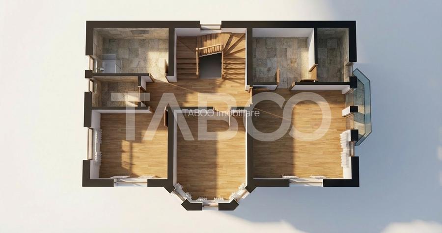 Casa 5 camere 3 bai individuala acces auto 132mpu zona Veterani Sibiu - 2