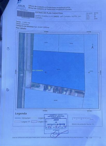 Oportunitate investitie - 2500 mp teren intravilan - Cornetu