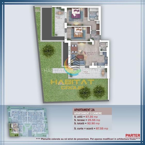 Pallady 3 camere 67 mp + terasa 25 mp + curte proprie 87 mp - 2