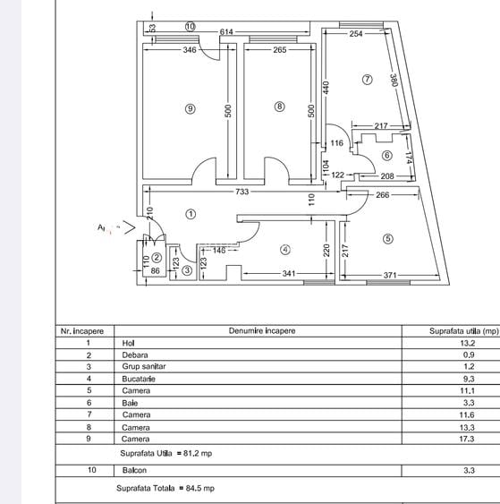 Apartament 4 camere, decomandat – Zonă Tomis Nord (Cireșica/pretabspațiu - 3