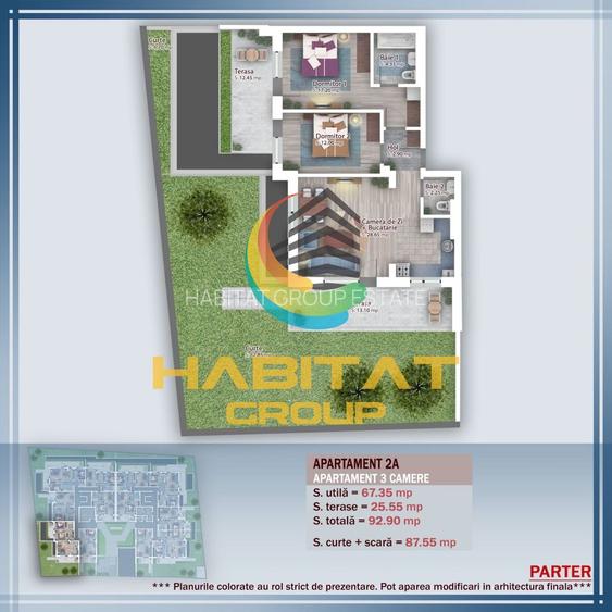 Pallady 3 camere 67 mp + terasa 25 mp + curte proprie 87 mp - 2