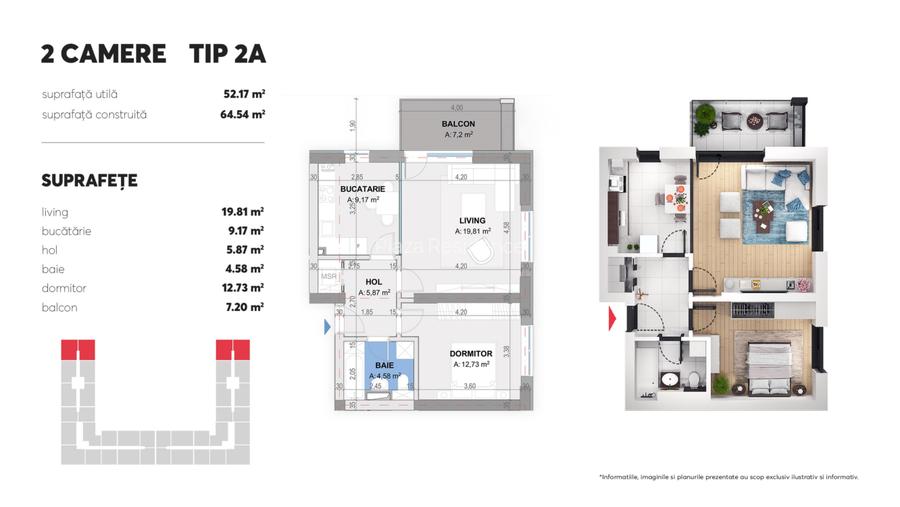 Apartament 2 camere Tip A Plaza Residence Faza 6 - 3