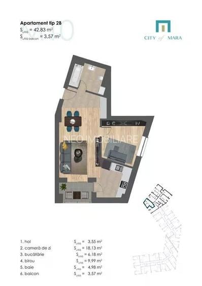 APARTAMENT CU 2 CAMERE IN CITY OF MARA la 149.900 euro - 5