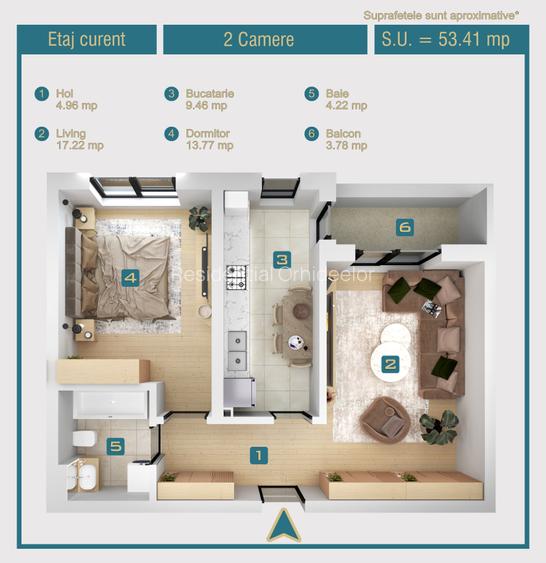 Apartament 2 camere de vanzare 49mp Militari Chiajna Proiect Orhideelor Residece - 5