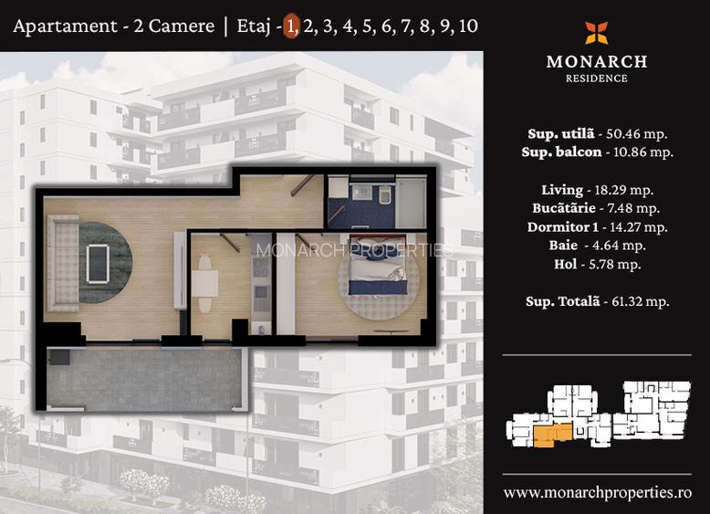 MONARCH RESIDENCE - Apartament cu bucatarie inchisa ,vedere spre Catedrala ! - 1