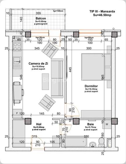 Apartament 2 camere, 46mp, balcon, parcare, zona Petrom - 1