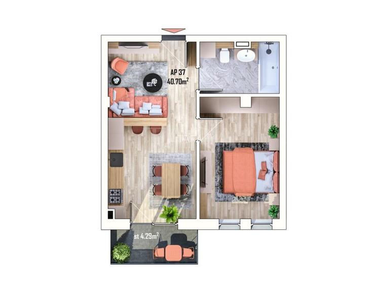 Apartament 2 camere de vanzare in Apahida, zona centrala. - 8