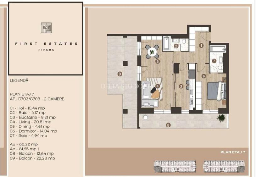 Apartament  premium de 2  Camere cu Terase Spațioase - 17