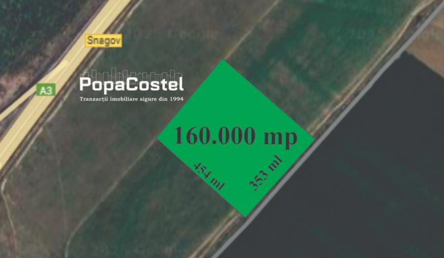 Snagov langa A3 teren intravilan 20.150 mp - 160.000 mp, curent si astfalt