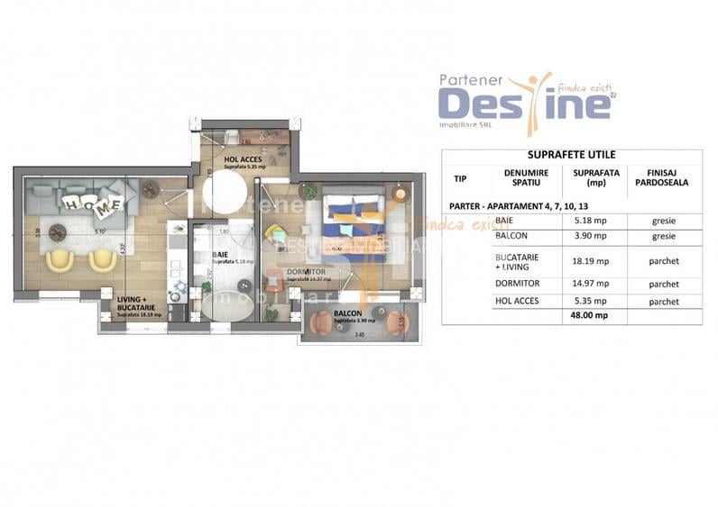 Apartamente noi Visan, COMISION 0%, predare mai 2026, pret 1.350 € + TVA - 4