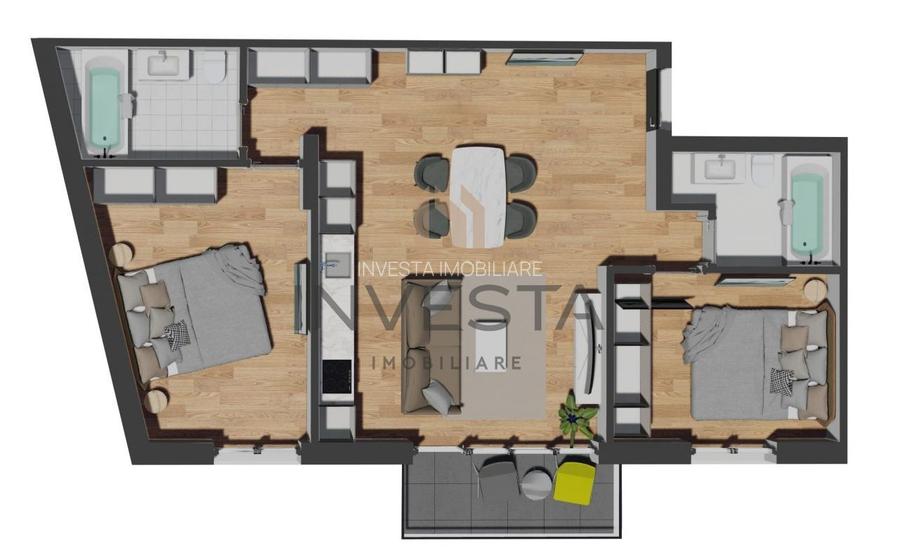 Apartament 3 camere, bloc nou, balcon, zona VIVO! - 1