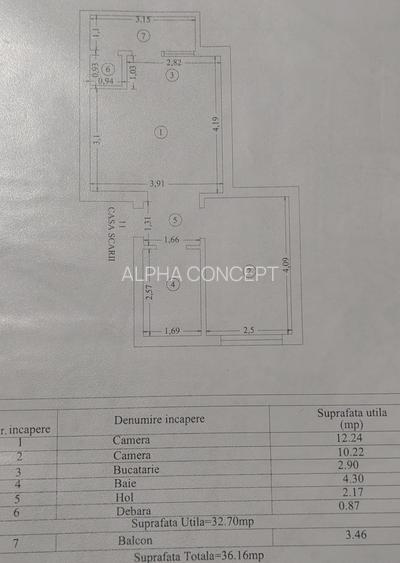 Năvodari-Politie-2camere,S-36mp cu balcon, centrală gaze - 13