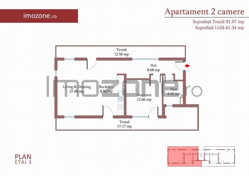 2 cam, terasa 29 m,  et. 3, FINISAT MODERN,  COMISION 0, incalzire in pardoseala - 7