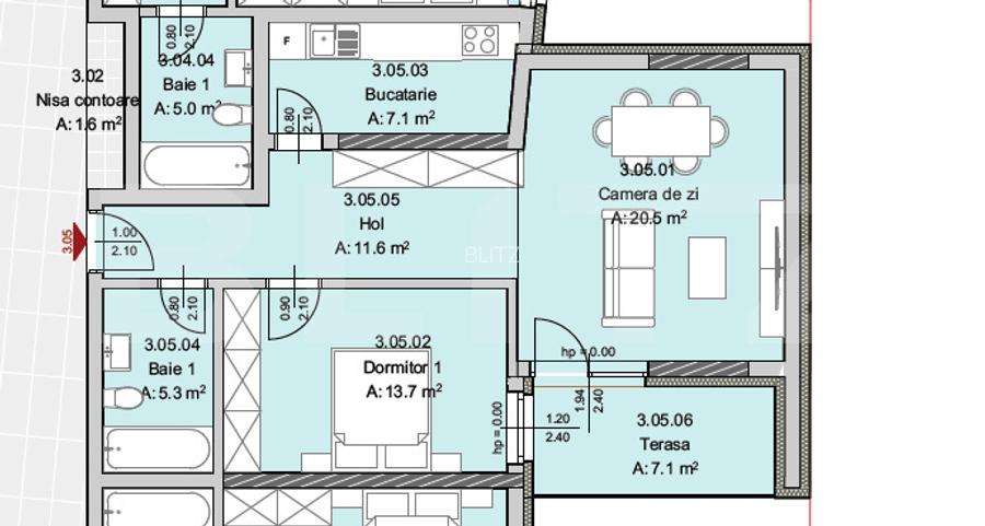 Apartament 2 camere, 58 mp, Terasa 7 mp, Imobil Nou, Semicentral - 5
