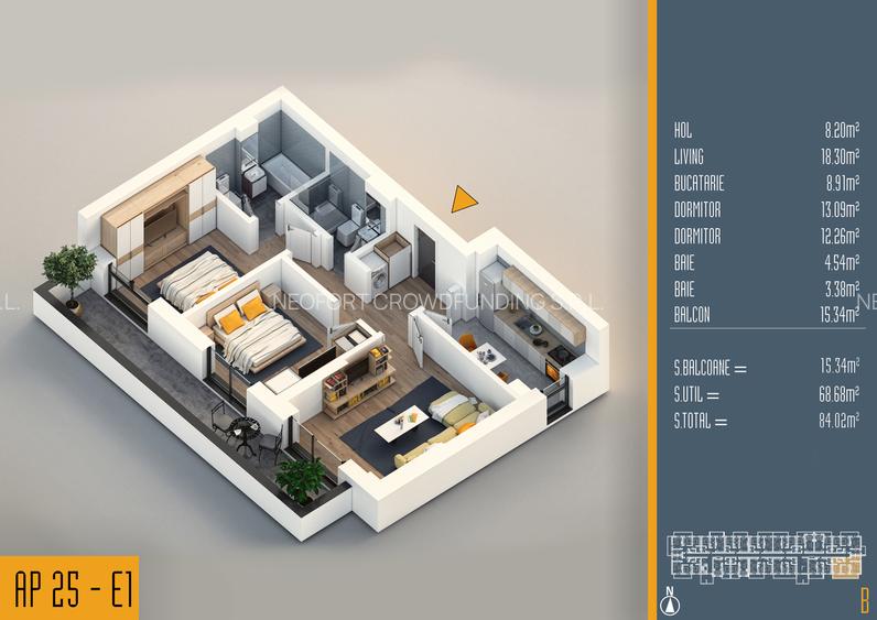 Promotie Neofort 84: Apartament 3 camere parcare inclusa incalzire in pardoseala - 23