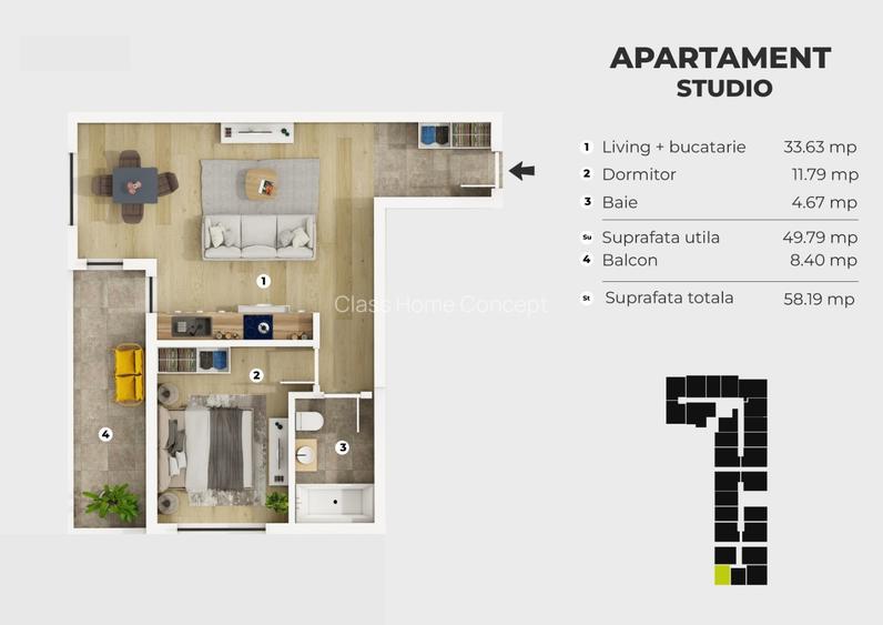 2 camere tip Studio 58mp - Metrou Berceni 400m - Bloc Nou 2025 - 2