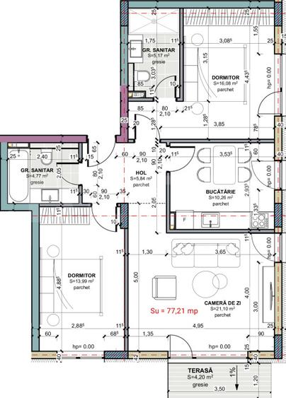 Comision zero!  3 camere decomandate, 77,21 mp, Terra Gardens  - 3