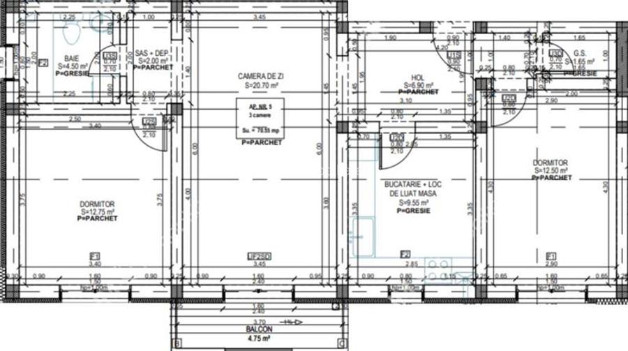 Apartament intabulat cu 3 camere 2 bai balcon si loc parcare Talmaciu - 2