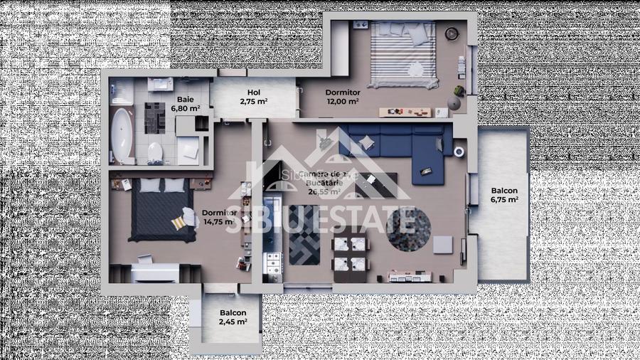 Apartament modern 3 camere, parcare, Calea Surii Mici,Sibiu - 14