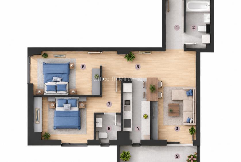 Apartament de vanzare, 3 camere, 2 bai, bloc C1, Zona Tatarasi-Venetia - 2