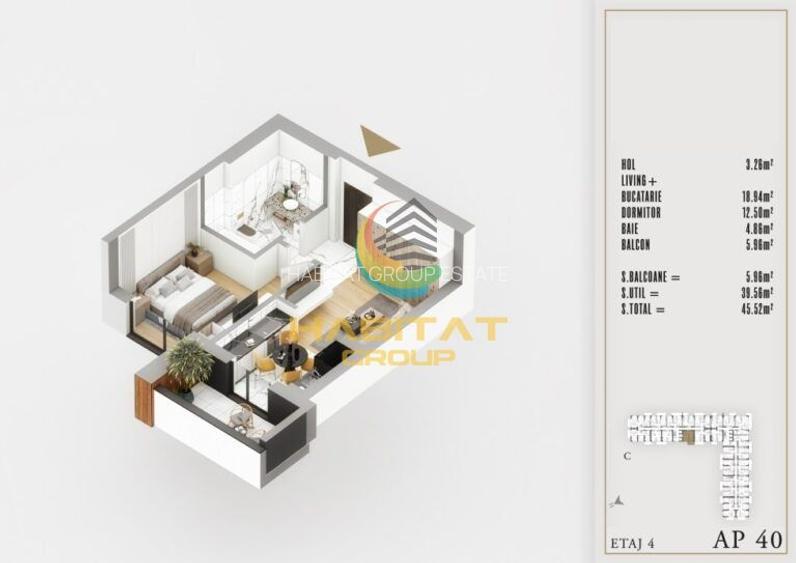 2 camere Pallady  tip studio 48 mp LUX langa Parcul Teilor - 10